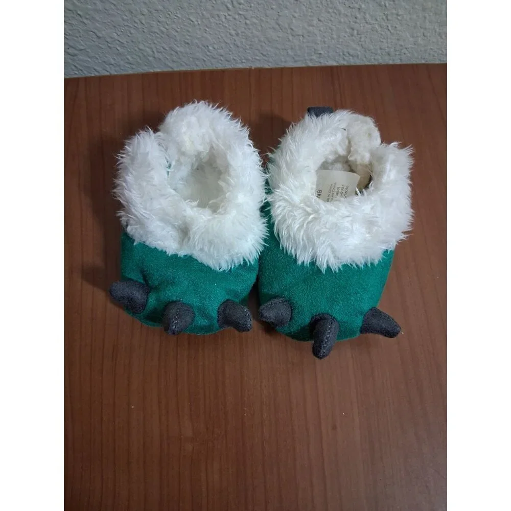Carter's Monster Slippers Fleece Lined Green Baby Infant Unisex Newborn